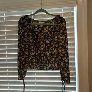 Top shop floral puff sleeve blouse